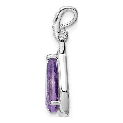 Sterling Silver Amethyst Teardrop Pendant – view 3