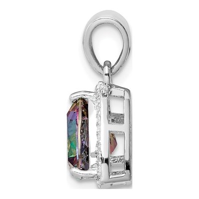 Sterling Silver White Topaz & Mystic Fire Topaz Trillion Pendant – view 3