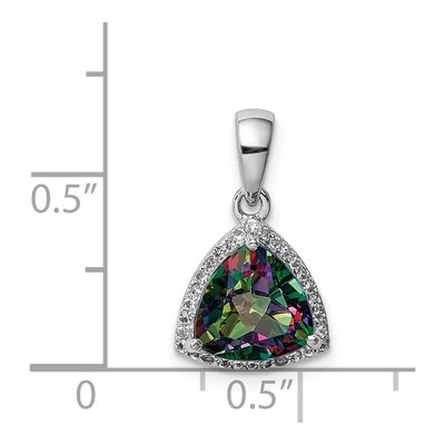 Sterling Silver White Topaz & Mystic Fire Topaz Trillion Pendant – view 5