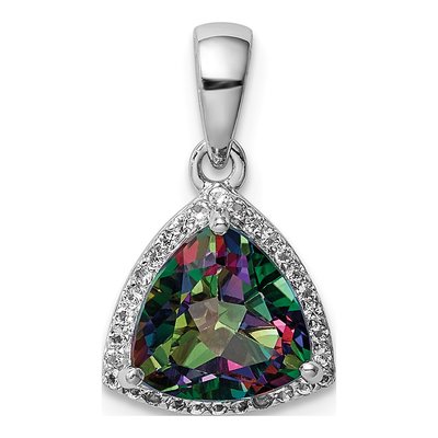 Sterling Silver White Topaz & Mystic Fire Topaz Trillion Pendant