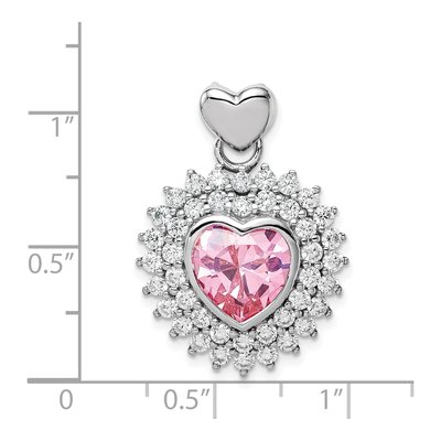 Sterling Silver CZ Heart Pendant – view 5