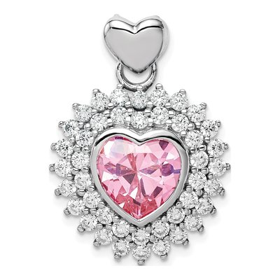 Sterling Silver CZ Heart Pendant