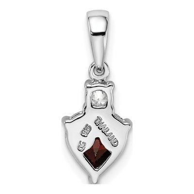 Sterling Silver White Topaz & Garnet Heart Pendant – view 4