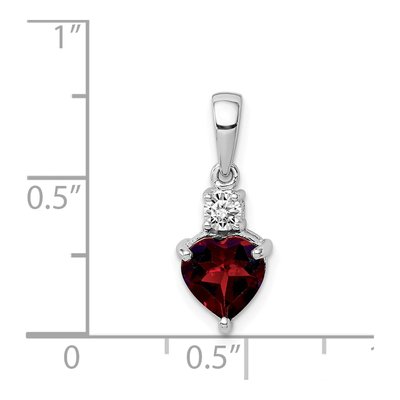 Sterling Silver White Topaz & Garnet Heart Pendant – view 5