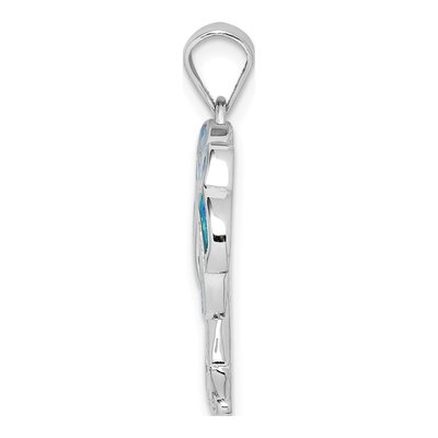 Sterling Silver Lab-Created Opal Palm Trees Pendant – view 3