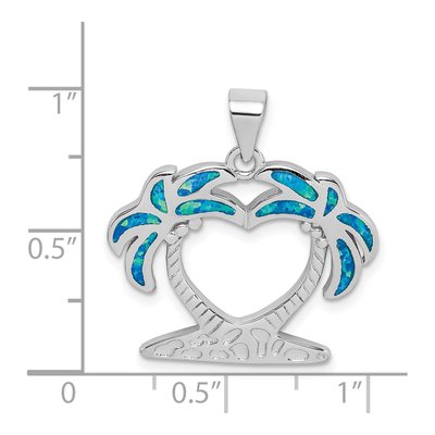 Sterling Silver Lab-Created Opal Palm Trees Pendant – view 5