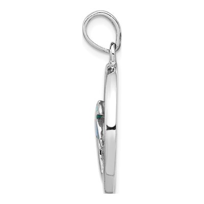 Sterling Silver Lab-Created Opal & Mother of Pearl Palm Tree Pendant – view 3