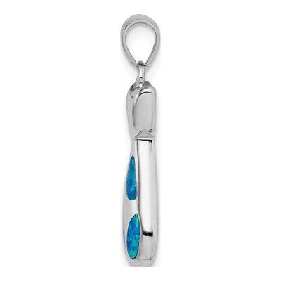 Sterling Silver Lab-Created Opal Cat Pendant – view 3
