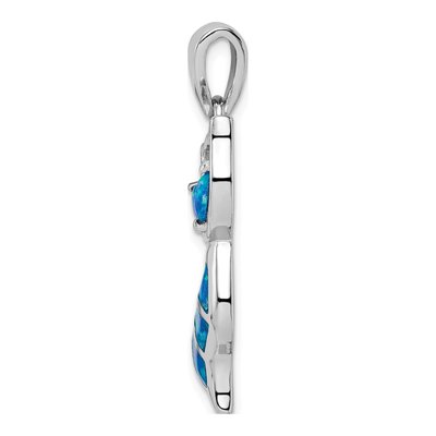 Sterling Silver Lab-Created Opal Cat Pendant – view 3