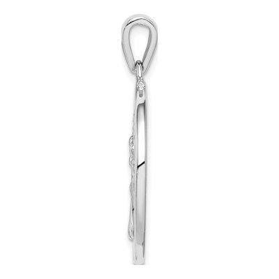 Sterling Silver Lab-Created Opal Tree Circle Pendant – view 3