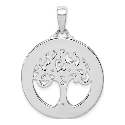 Sterling Silver Lab-Created Opal Tree Circle Pendant – view 4