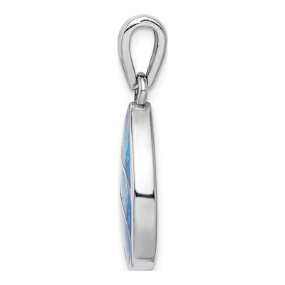 Sterling Silver Lab-Created Opal Teardrop Pendant – view 3