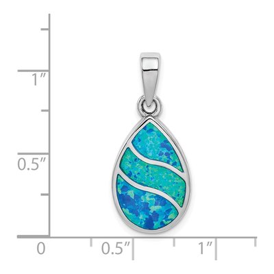 Sterling Silver Lab-Created Opal Teardrop Pendant – view 5