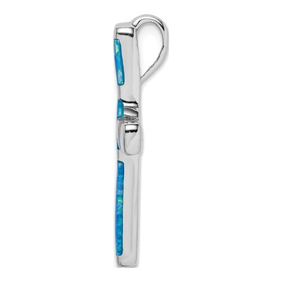 Sterling Silver Lab-Created Opal Cross Slide Pendant – view 3