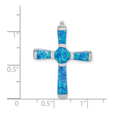 Sterling Silver Lab-Created Opal Cross Slide Pendant – view 5