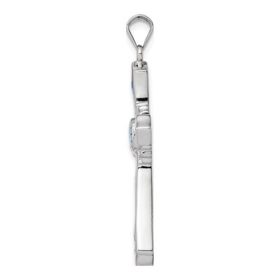 Sterling Silver Lab-Created Opal & CZ Cross Pendant – view 3