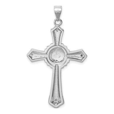 Sterling Silver Lab-Created Opal & CZ Cross Pendant – view 4
