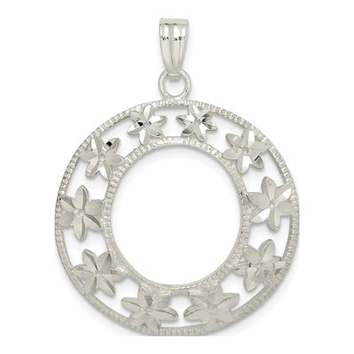 Sterling Silver Diamond-Cut Flower Pendant