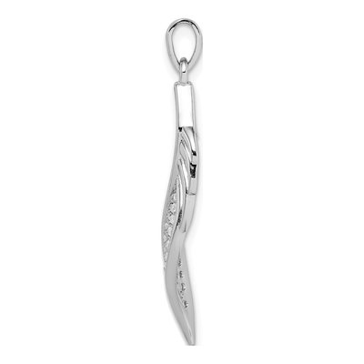 Sterling Silver CZ Pave Leaf Pendant – view 3