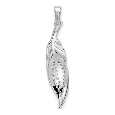 Sterling Silver CZ Pave Leaf Pendant – view 4