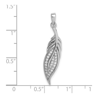 Sterling Silver CZ Pave Leaf Pendant – view 5