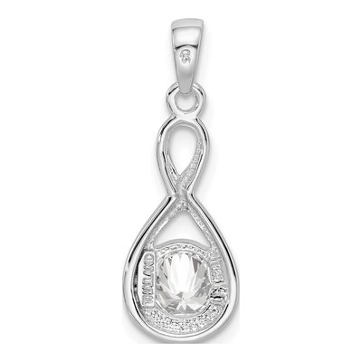 Sterling Silver CZ Teardrop Pendant – view 4