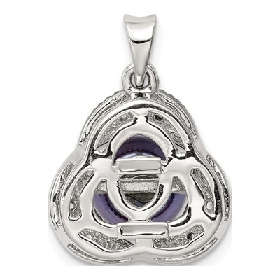 Sterling Silver Black Freshwater Cultured Pearl & White Topaz Pendant – view 4
