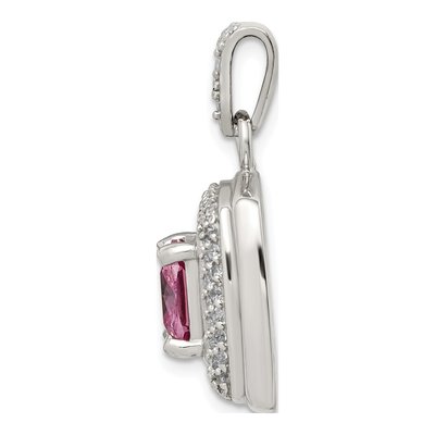 Sterling Silver CZ Square Pendant – view 3