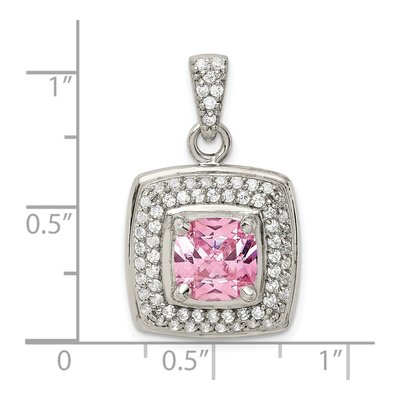 Sterling Silver CZ Square Pendant – view 4