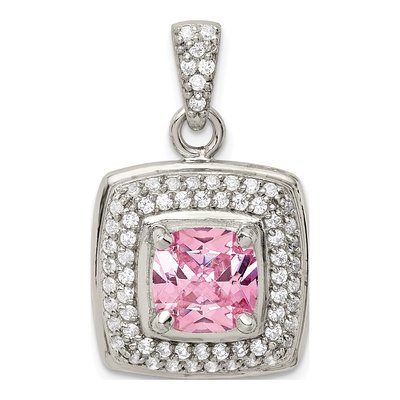 Sterling Silver CZ Square Pendant