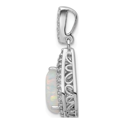 Sterling Silver Lab-Created Opal & CZ Pendant – view 3