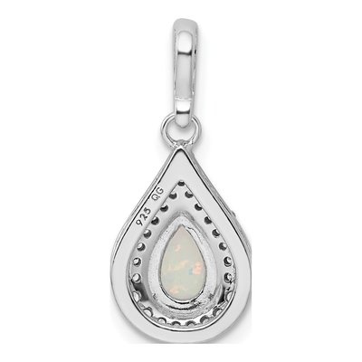 Sterling Silver Lab-Created Opal & CZ Pendant – view 4
