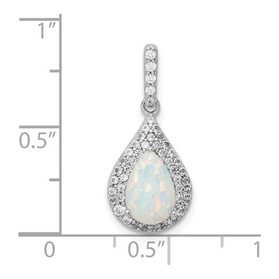 Sterling Silver Lab-Created Opal & CZ Pendant – view 5