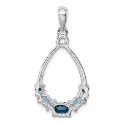 Sterling Silver London Blue Topaz & Swiss Blue Topaz Rhod-Plat LB Pendant – view 3