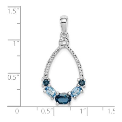 Sterling Silver London Blue Topaz & Swiss Blue Topaz Rhod-Plat LB Pendant – view 4
