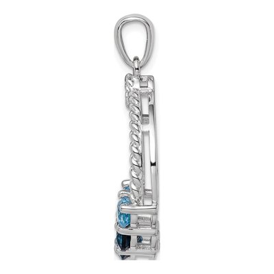 Sterling Silver London Blue Topaz & Swiss Blue Topaz Rhod-Plat LB Pendant – view 2