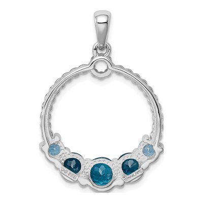 Sterling Silver London Blue Topaz & Swiss Blue Topaz Rhod-Plat LB Pendant – view 3