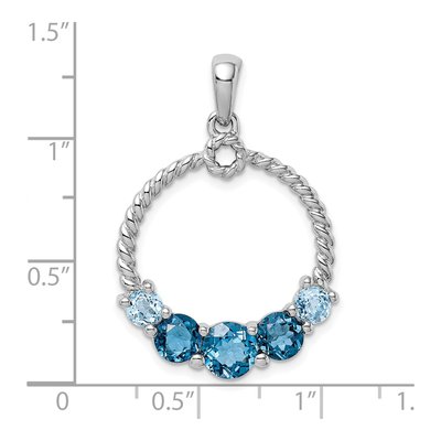 Sterling Silver London Blue Topaz & Swiss Blue Topaz Rhod-Plat LB Pendant – view 4