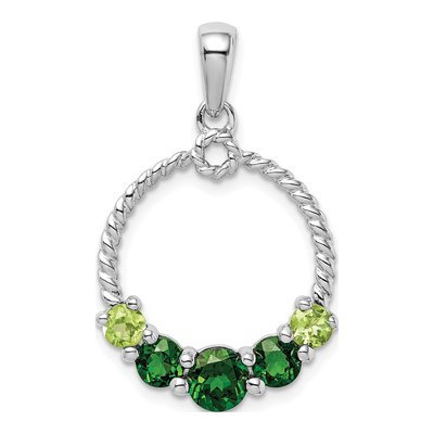 Sterling Silver Peridot Chrome Diopside Pendant