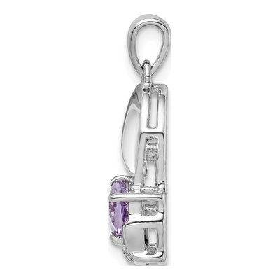 Sterling Silver Amethyst & Diamond Heart Pendant – view 3