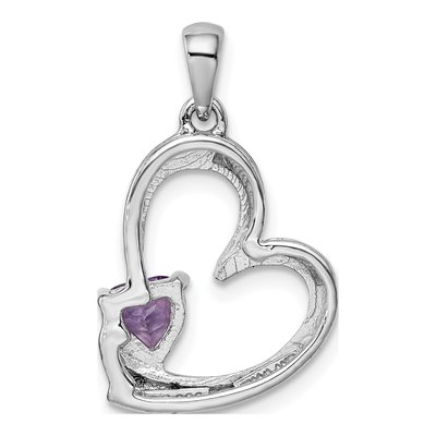 Sterling Silver Amethyst & Diamond Heart Pendant – view 4