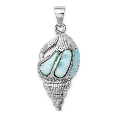 Sterling Silver Larimar Shell Pendant