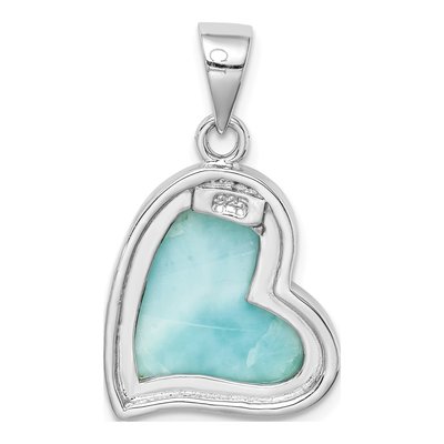 Sterling Silver Larimar Heart Pendant – view 4