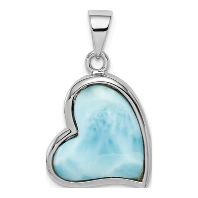 Sterling Silver Larimar Heart Pendant