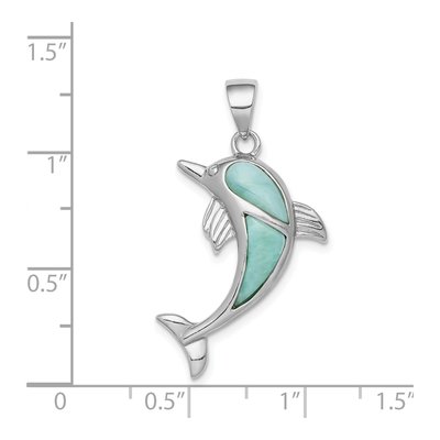 Sterling Silver Larimar Dolphin Pendant – view 5