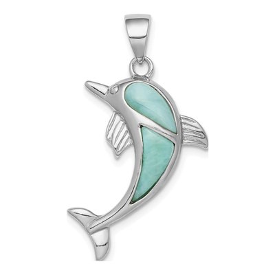 Sterling Silver Larimar Dolphin Pendant