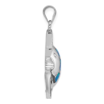 Sterling Silver Lab-Created Opal Fish Pendant – view 3