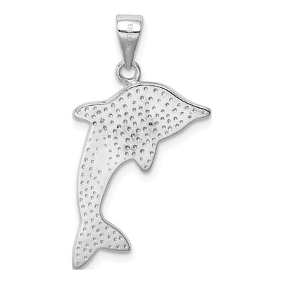 Sterling Silver Lab-Created Opal Dolphin Pendant – view 4