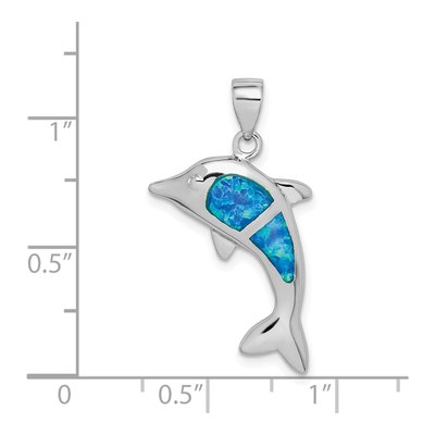 Sterling Silver Lab-Created Opal Dolphin Pendant – view 5