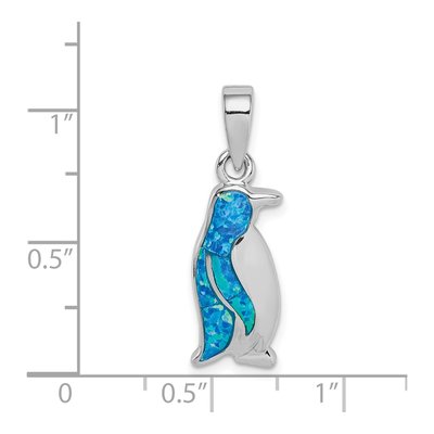 Sterling Silver Lab-Created Opal Penguin Pendant – view 5